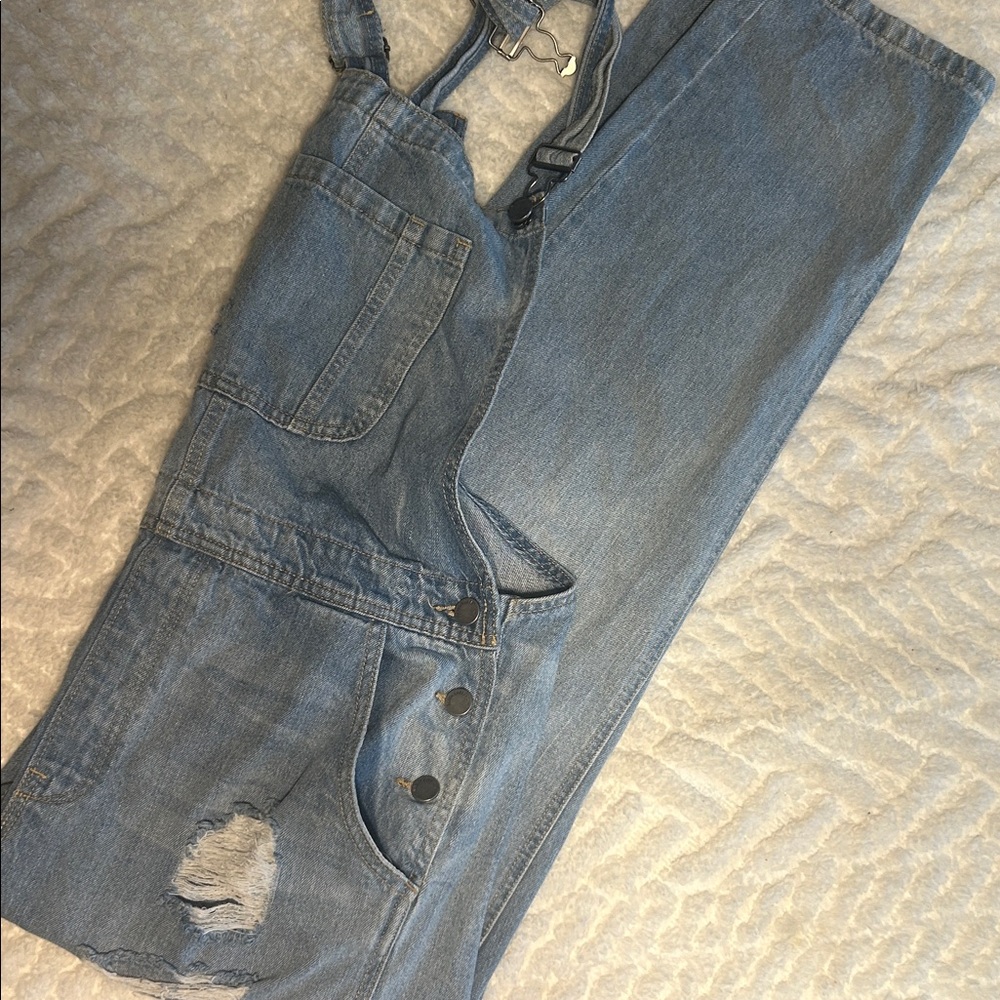 Casual Light Blue Denim Overalls for Women